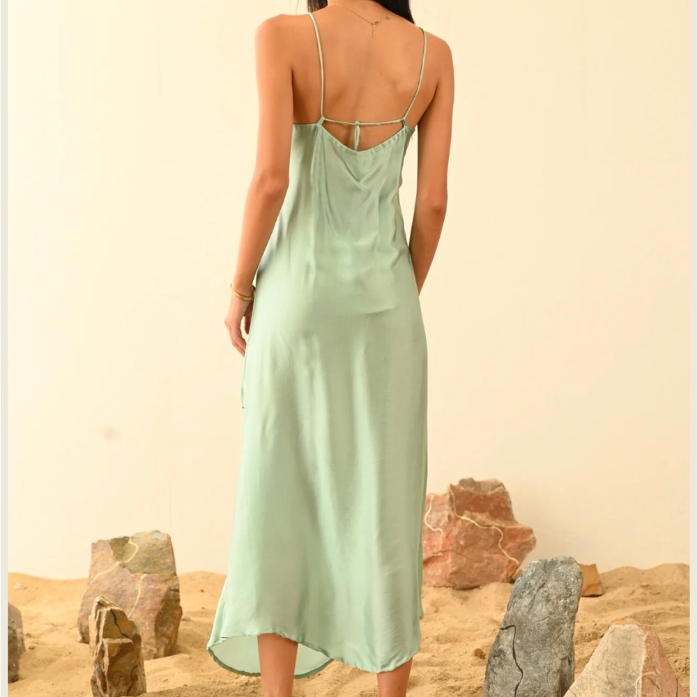 The White Raven Bias cut Vegan Silk Slip Dress 💗 Champagne S 🥂boho - Picture 12 of 14